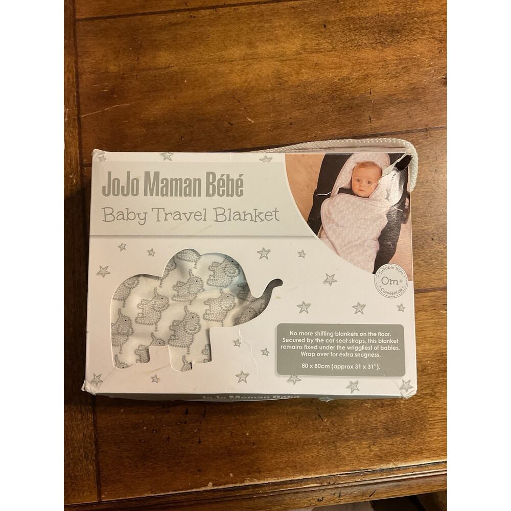 JoJo Maman Bebe Gray Elephant Baby Travel Blanket New‎ 31 X 31”